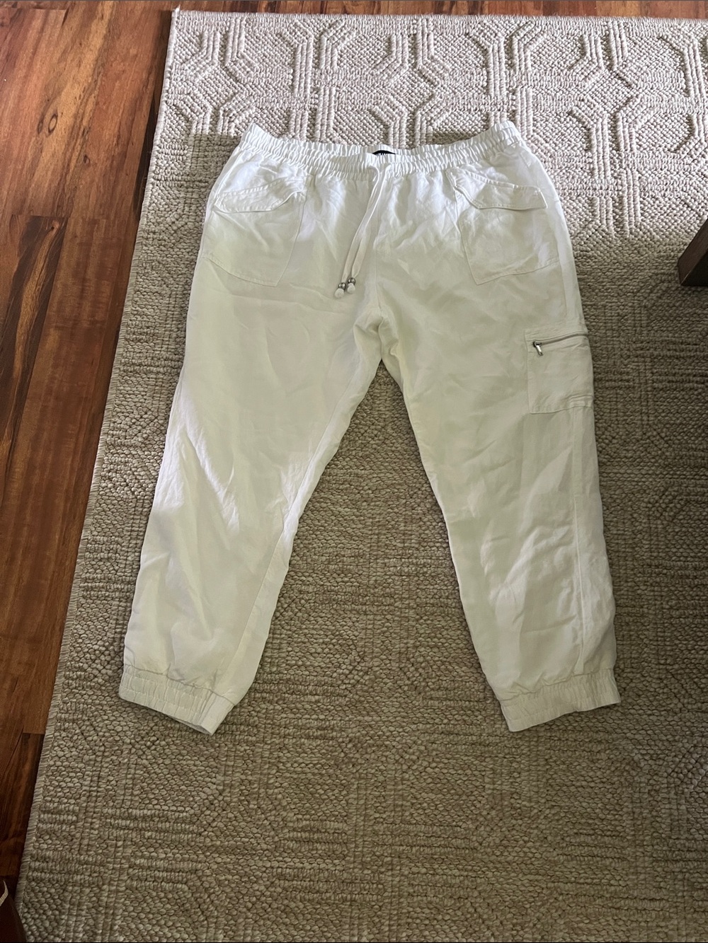 Karl Lagerfeld White Elastic Waist Jogger Pants